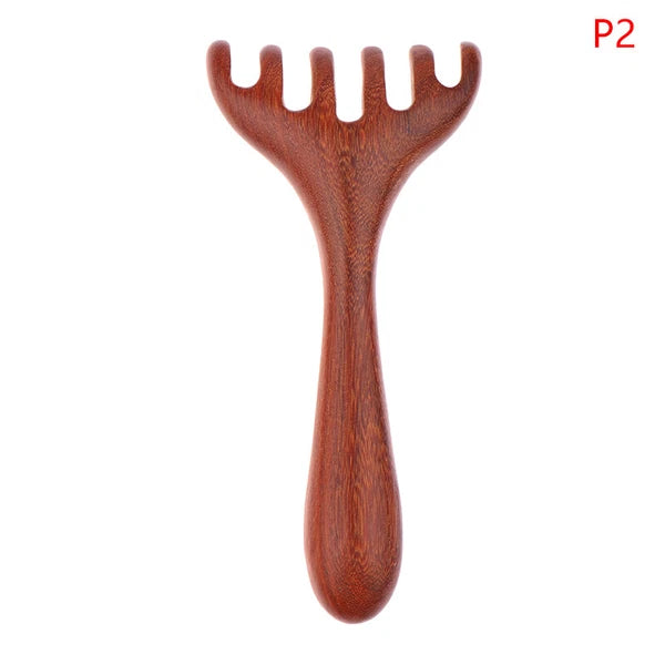 1PC Natural Golden Sandalwood Five-Claw Scalp Massager Gua Sha Tool Scratcher