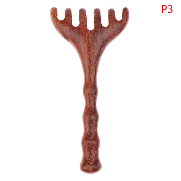 1PC Natural Golden Sandalwood Five-Claw Scalp Massager Gua Sha Tool Scratcher