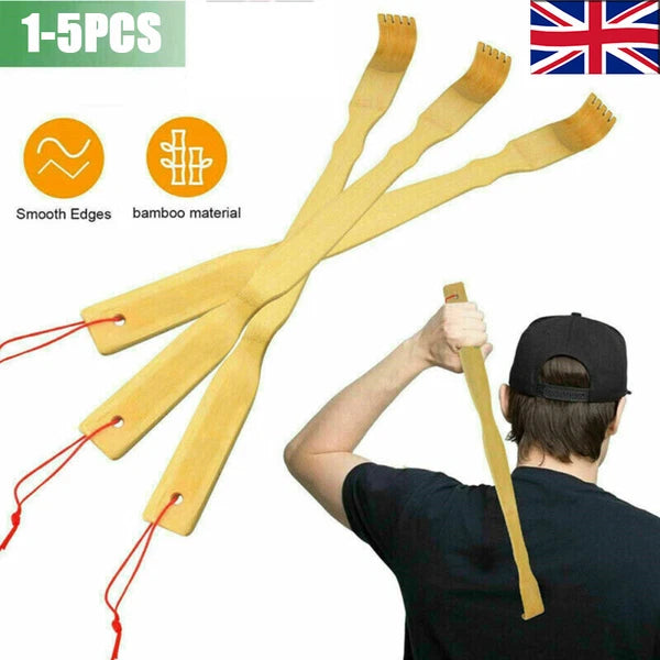 1-5X Bamboo Massager Back Scratcher Wooden Body Stick Roller Itch Rela UK