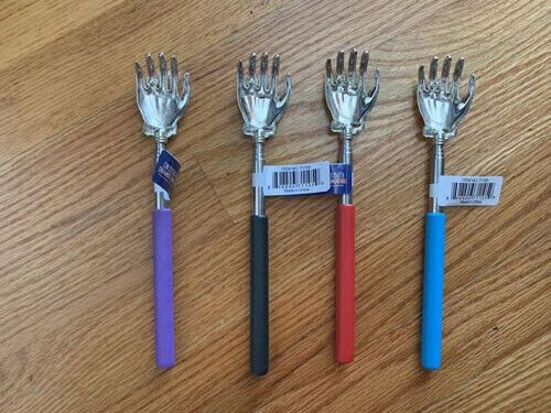One (1) HAND WITH RING TELESCOPIC BACK SCRATCHER  EXTENDABLE TO 23"  4 COLORS