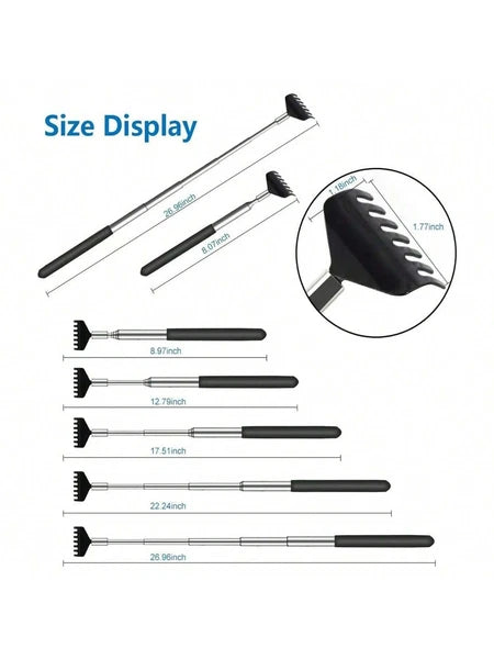 Stainless Steel Back Scratcher 1P Extendable Telescopic Itch Relief Massager NEW