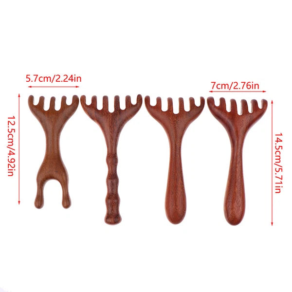 1PC Natural Golden Sandalwood Five-Claw Scalp Massager Gua Sha Tool Scratcher