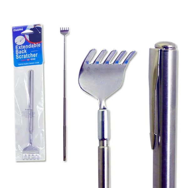 Back Scratcher Extendable Metal Telescopic  Massager Extends 20", Silver