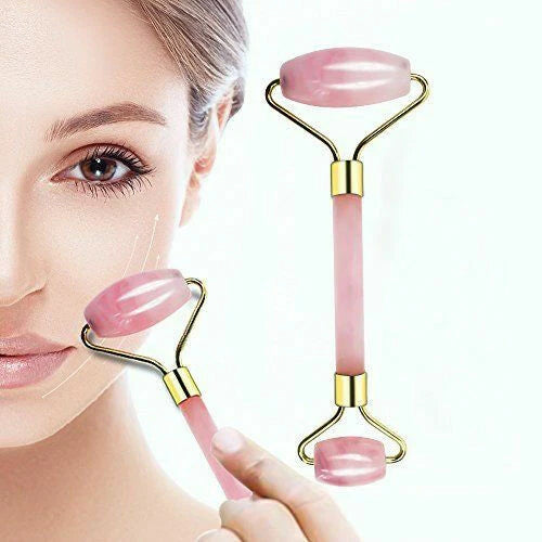 Rose Quartz Crystal GuaSha Facial Roller+Body Gua Sha Board Massager Tool Set