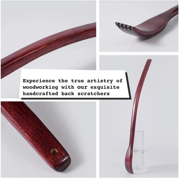 "Oversized Wooden Back Scratcher: 18'' Extended Curved Handle for Better Reach,