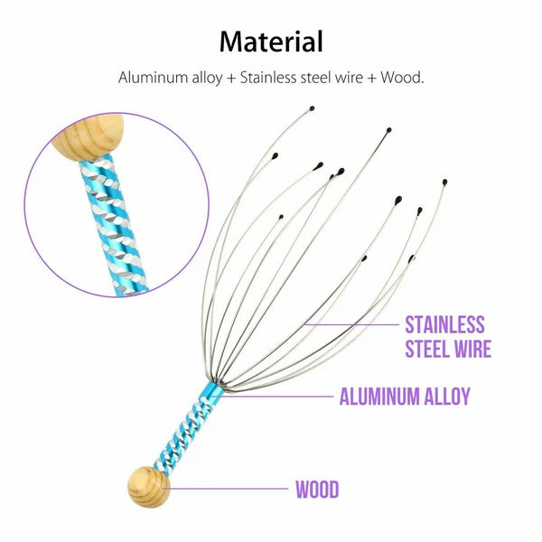 1-3X Massager Head Scratcher Scalp Octopus Therapeutic Head for Deep Relaxation