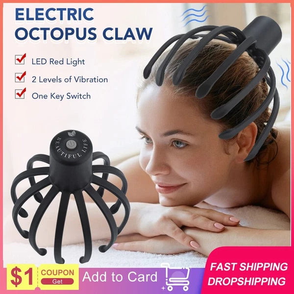 Electric Octopus Claw Scalp Massager Stress Relief Therapeutic Head Scratcher