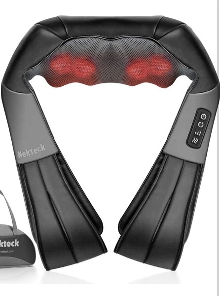 Nekteck Shiatsu Neck/Back Massager with Heat, Electric, Deep Tissue, 8 Nodes New