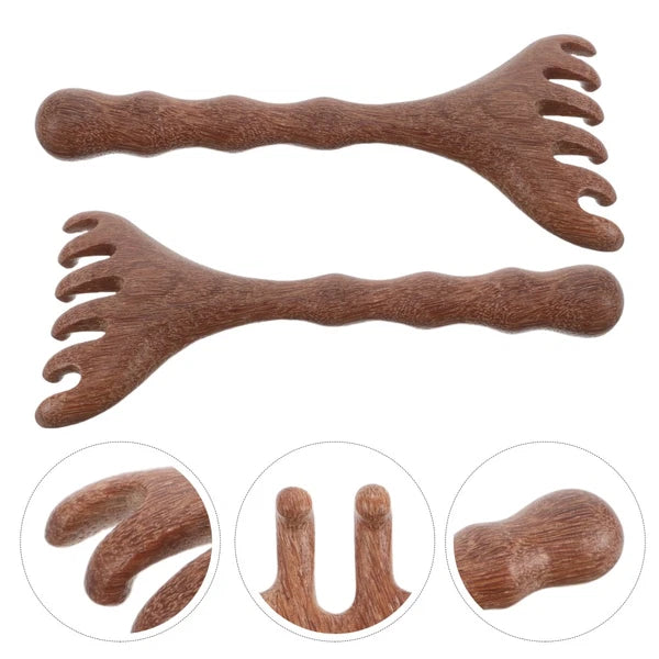 8 pcs Wooden Head Massager Comb Wide Tooth Gua Sha Tool Wood Hair Scratcher
