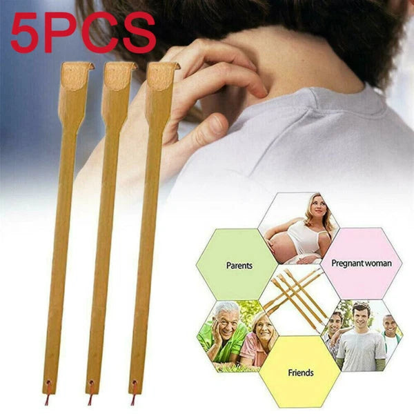 1-5X Bamboo Massager Back Scratcher Wooden Body Stick Roller Itch Rela UK