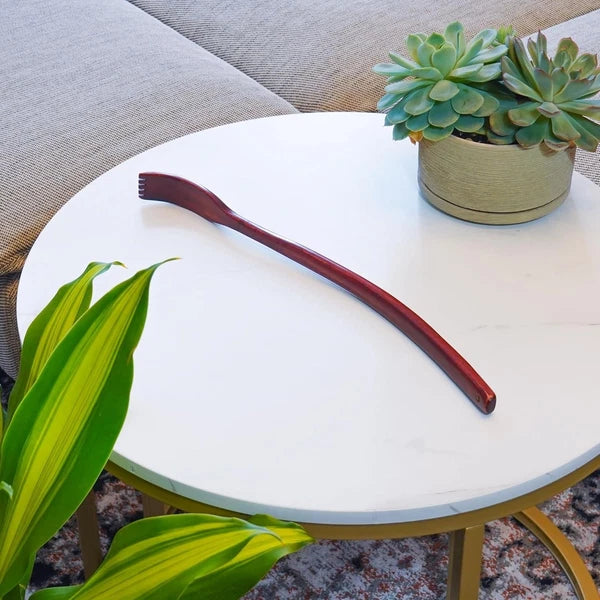 "Oversized Wooden Back Scratcher: 18'' Extended Curved Handle for Better Reach,