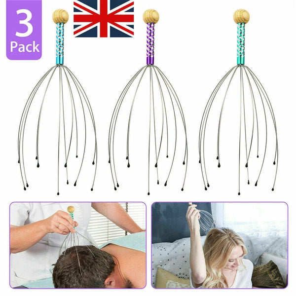 1-3X Massager Head Scratcher Scalp Octopus Therapeutic Head for Deep Relaxation