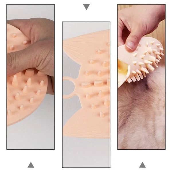 1Pc Silicone Pet Massaging Comb Cat Scratching Board Practical Pet Supply Pink