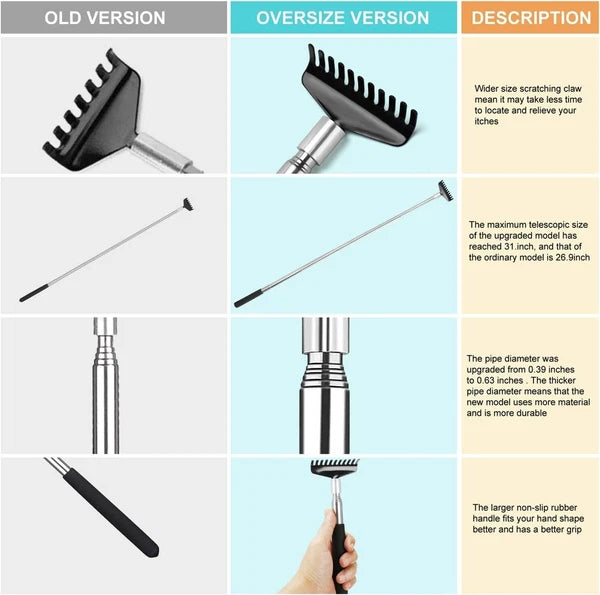 Oversized Portable Extendable Back Scratcher, Upgraded Metal Stainless Steel NEW