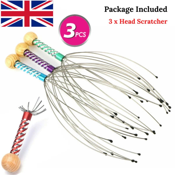 1-3x Head Scratcher Massager Scalp Neck Release Relax-Stress Massage Octopus UK