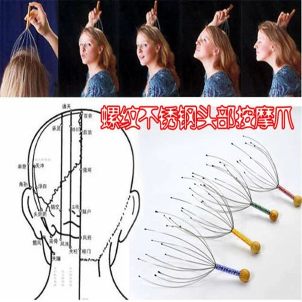 1-3 X Massager Head Scratcher Scalp Octopus Therapeutic Head for Deep Relaxation