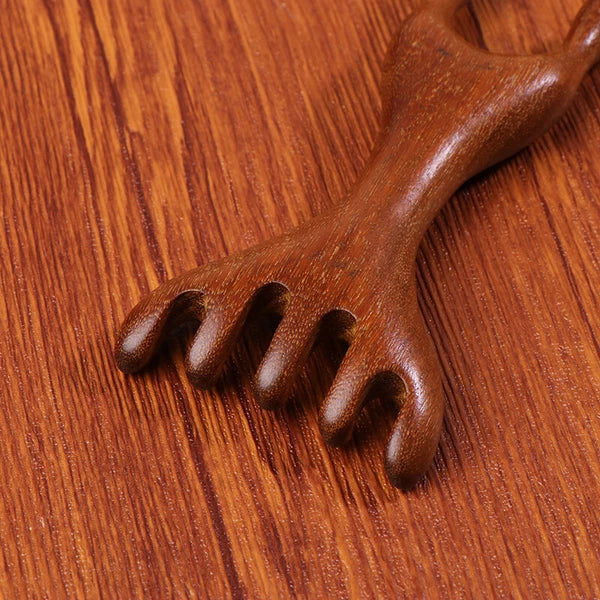 1PC Natural Golden Sandalwood Five-Claw Scalp Massager Gua Sha Tool Scratcher
