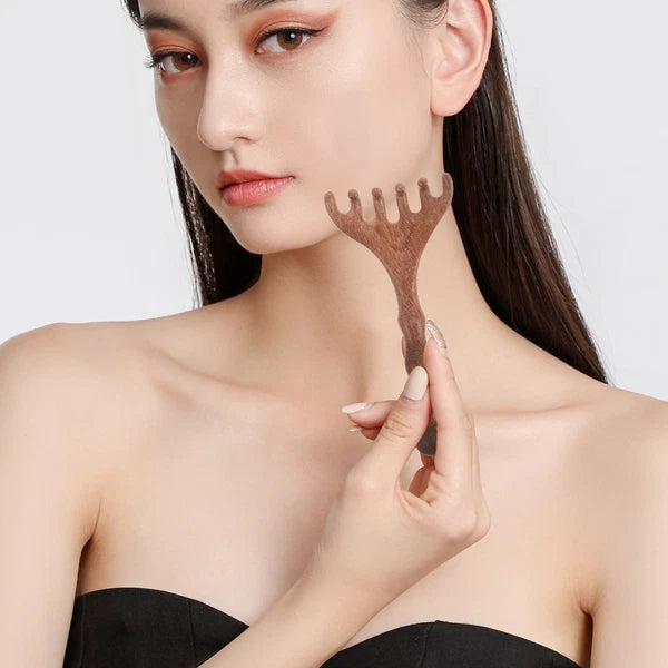8 pcs Wooden Head Massager Comb Wide Tooth Gua Sha Tool Wood Hair Scratcher