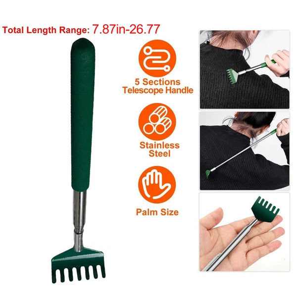 Portable Extended Back Scraper Stainless Steel Telescopic Back Scraper Tickle#