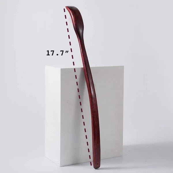 "Oversized Wooden Back Scratcher: 18'' Extended Curved Handle for Better Reach,