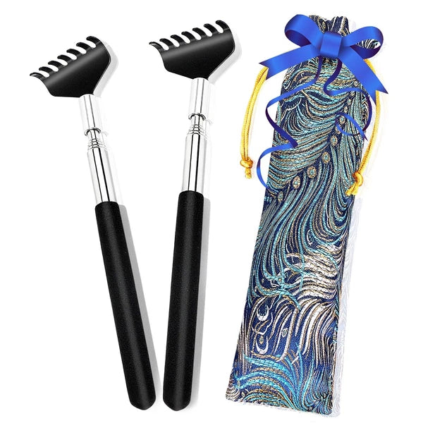 Portable Extendable Back Scratcher, 2 Pack Metal Telescoping Backscratchers