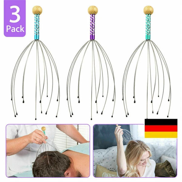 3pcs Head Massage Spider Head Curler with Vibration, Electric Head Massager-