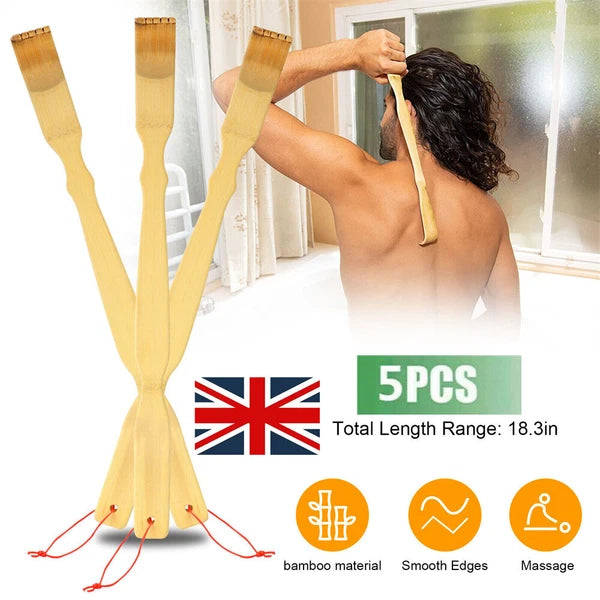 1-5x Bamboo Wood 16" Back Scratcher Long Reach Pick Itch Relief Massage Tool-UK