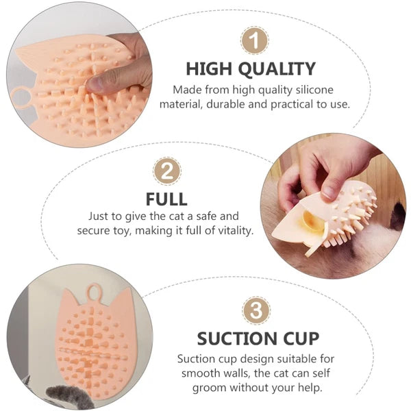 1Pc Silicone Pet Massaging Comb Cat Scratching Board Practical Pet Supply Pink