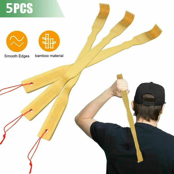 1/5x Bamboo Back Scratcher Telescopic Scratching Hand Claws Scratching Aid Back Massage`-