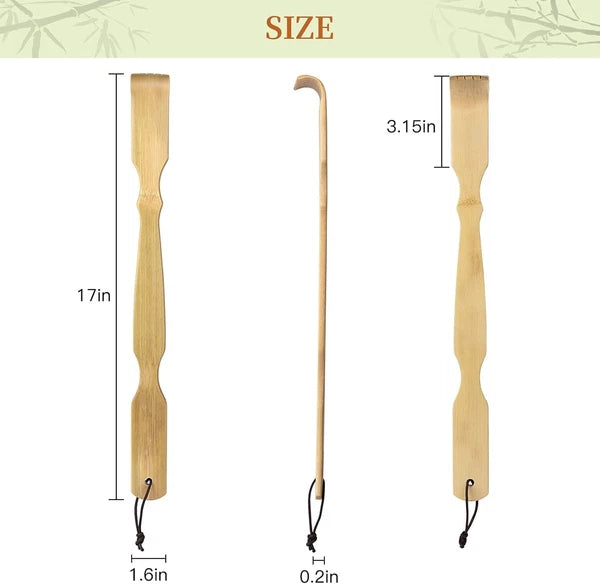 Oversized Wooden Back Scratcher 17"/18'' Extended Curved Handle for Better Reach