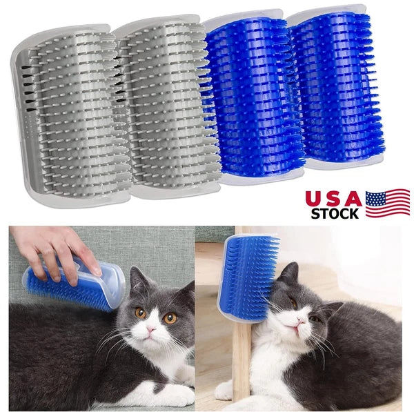 2×Cat Self Groomer with Catnip Wall Corner Massage Comb Scratcher Grooming Brush