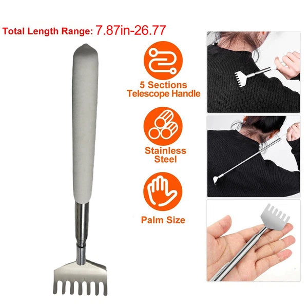 Portable Extended Back Scraper Stainless Steel Telescopic Back Scraper Tickle#