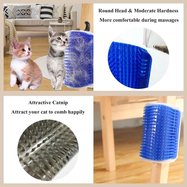 2×Cat Self Groomer with Catnip Wall Corner Massage Comb Scratcher Grooming Brush