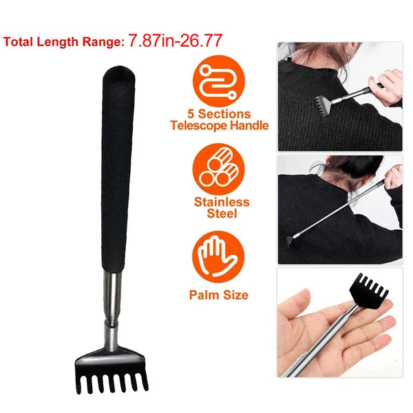 Portable Extended Back Scraper Stainless Steel Telescopic Back Scraper Tickle#
