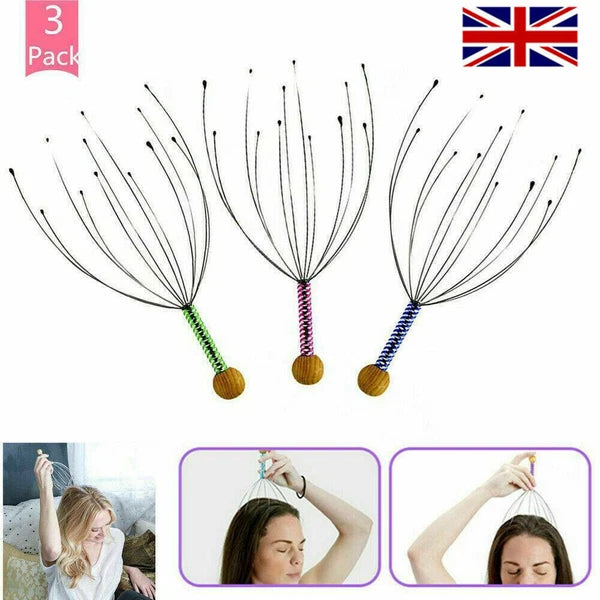 1-3X Massager Head Scratcher Scalp Octopus Therapeutic Head for Deep Relaxation.