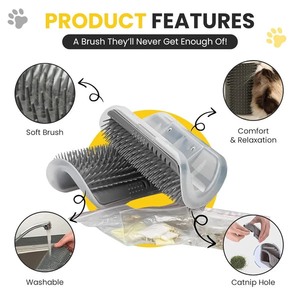 2×Cat Self Groomer with Catnip Wall Corner Massage Comb Scratcher Grooming Brush