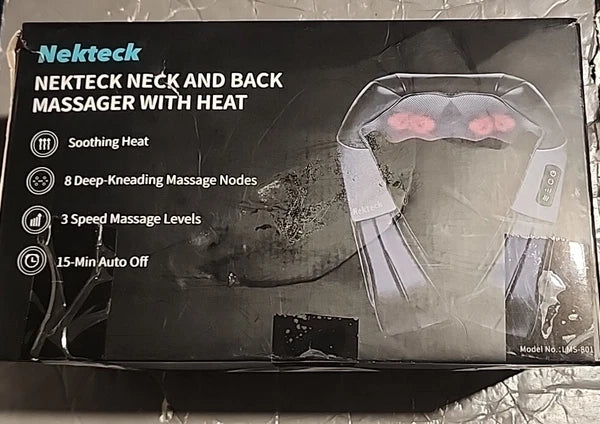 Nekteck Shiatsu Neck and Back Massager with Soothing Heat, Electric Deep Tissue