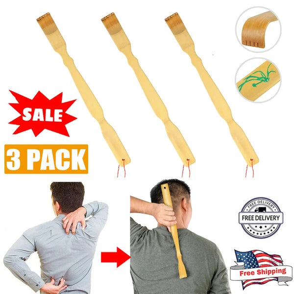3pcs Bamboo Back Scratcher Natural Long Handle Back Scratchers for Men Women USA