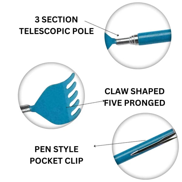 36cm Portable Extendable Back Scratcher with Handy Pen Style Pocket Clip Adults