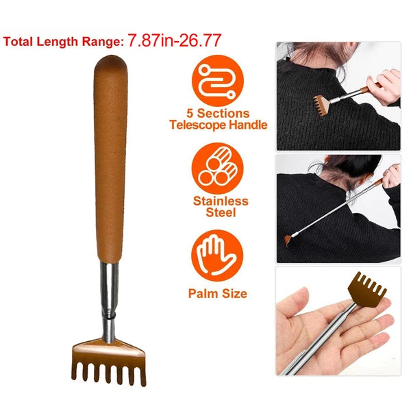 Portable Extended Back Scraper Stainless Steel Telescopic Back Scraper Tickle#