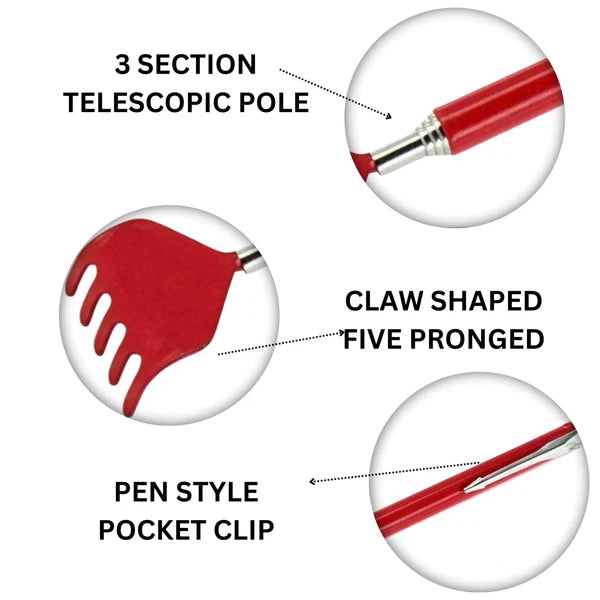 36cm Portable Extendable Back Scratcher with Handy Pen Style Pocket Clip Adults